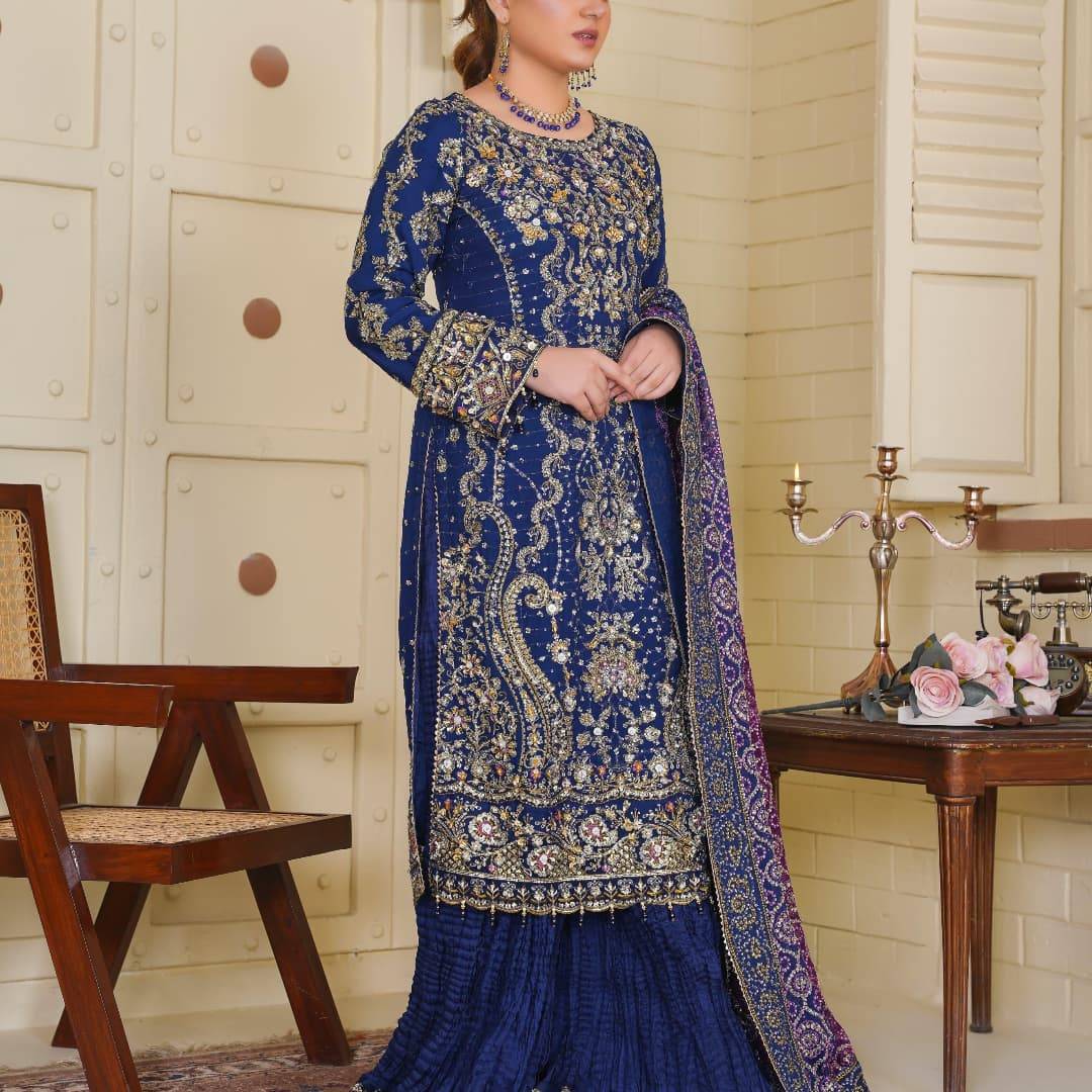 Regal Chiffon 3pc Suit  Royal Blue