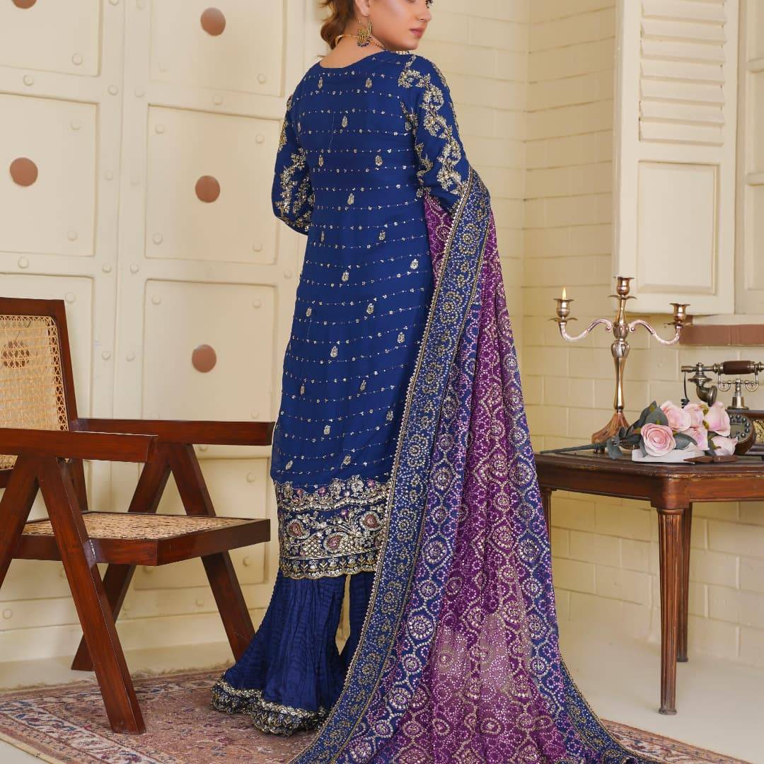 Regal Chiffon 3pc Suit  Royal Blue